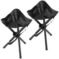 2PCS Portable Folding Camping Stool,Travel Outdoor Tripod Seat,Black Folding Camping Chairs for Camping Party Picnic Beach Garden Lawn Walking Hiking - color: Black