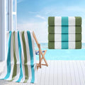 Beach Towel Set-4 Pack 30"x60" Sand Free Stripe Beach Towel for Pool,Bathroom,Soft Absorbent Quick Dry Lightweight Beach Bath Towel,Camping Blanket,Travel Towel,Beach Essentials for Adults,Teal/Green - color: Teal/Green