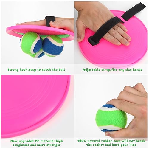 Toss and Catch Ball Game – Outdoor Catch Toy for Kids, 8inch Catch Ball Racket for Adult Backyard Beach Playground Play, 3-12 Years Boys Girls Birthday Gifts - color: Green Bule Pink
