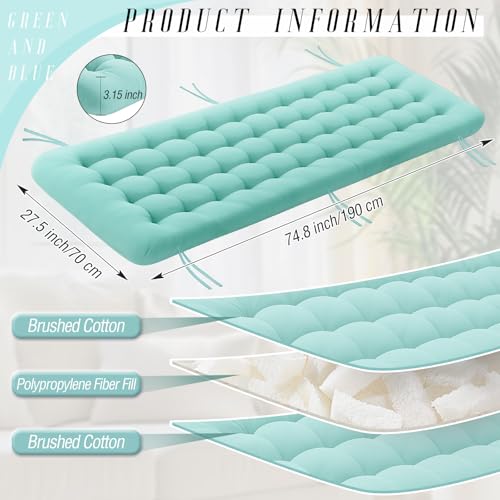 Vercraft Long Floor Cushion Large Floor Cushion with Brushed Cotton 74.8 x 27.5 x 3.15 in Jumbo Lounger Pillow for Outdoor Indoor Bay Window Meditation Yoga Reading Sleeping(1 Pc,Cyan) - color: Cyan