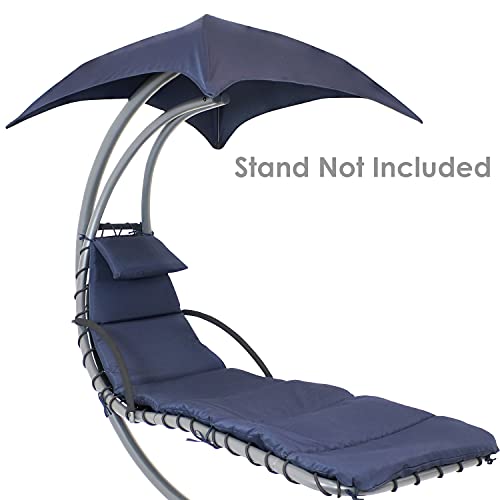 Sunnydaze Outdoor Hanging Lounge Chair Replacement Cushion and Floating Umbrella Fabric Only - Curved Swing Chair Cushion Replacement - Navy Blue - color: Navy Blue