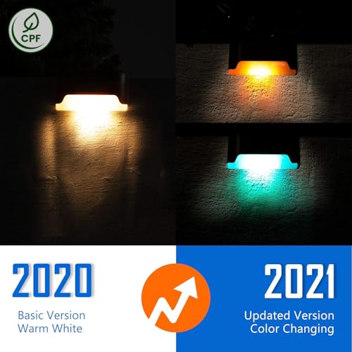 SOLPEX Color Changing Solar Deck Lights, 16 Pack Waterproof LED Lights for Decks,Stairs,Fences,Yards and Patios - color: Color Changing, size: 16