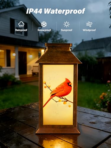 Mothers Day Gifts, Solar Lanterns Outdoor Waterproof Hanging Garden Decor with Cardinal Pattern Outdoor Solar Lights for Garden Lawn Yard Patio Porch, Gifts for Mom Women Grandma (Cardinal) - style: Cardinal