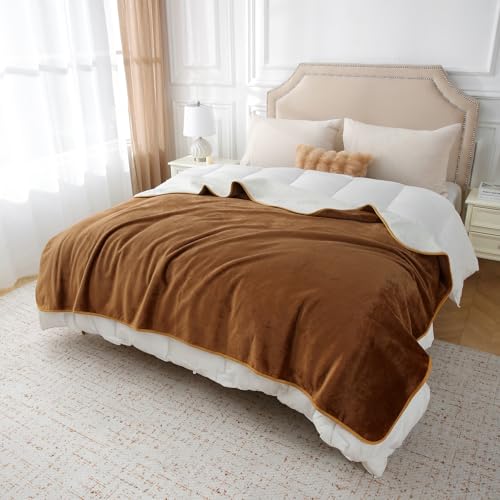 MERRYLIFE Waterproof Throw Blanket for Bed Couch Reversible Absorbent Spills Stain Leak Proof Dog Liquid Pee Proof Bed Furniture Protector (Camel, 60"*80") - color: Camel, size: 60"80"
