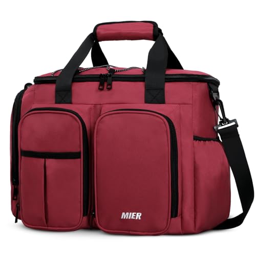 MIER Lunch Box for Men Heavy Duty Insulated Lunch Bag 20 Cans Large Leakproof Soft Cooler Bags with Multiple Pockets for Picnic Work Travel (Red) - color: Red