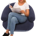 Inflatable Lounge Chair – Flocking PVC 73x73x52cm | Flocked Lounger Seat Lightweight Air Sofa | Portable Blow Up Chair for Outdoor Beach Pool Stadium Travel Living Room and Bedroom Use - color: Purplish Blue