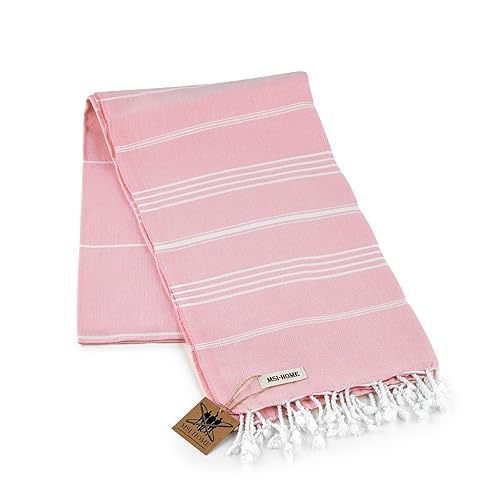 100% Organic Turkish Cotton Beach and Bath Towel, Peshtemal Towel Blanket, Quick Dry Sand Free, Oversized Light Compact, Diamond Weave, Prewashed, 71 x 39 Inches (Light Pink) - color: Light Pink