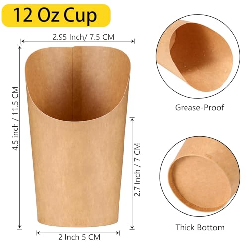 CockStixs 100 Pcs 12 oz Charcuterie Cups with Bamboo Skewers, Disposable Paper Appetizer Snack Holder Brown with Cocktail Picks (100 Cups + 200 Skewers) - size: 100 Pcs Set