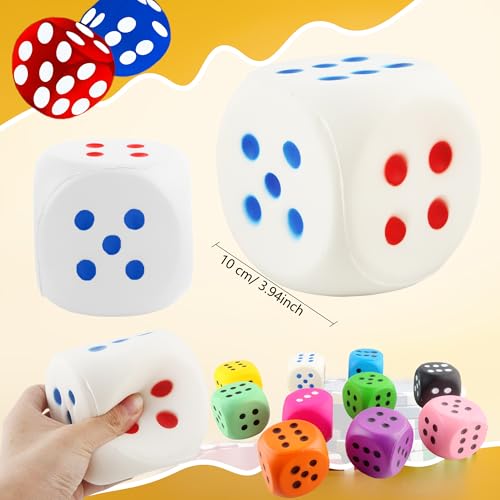 4 Pcs Jumbo Foam Dice Set 4 Inch Large Rounded Edge Playing Dice for Classroom Games Party Activities Kids Learning Math Indoor Outdoor Play (Color Style 4) - color: Color Style 4