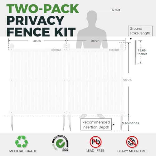 Air Conditioner Fence 2 Panels, 50" W x 50" H Outdoor Trash Can Fence, Easy Assembly Decorative Privacy Screen for AC Units & Pool Equipment - size: 50"W X 50"H-2 Panels Vertical