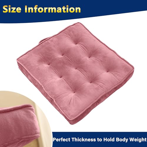 1 MIDDLE ONE Floor Pillow Set of 2, Memory Foam Meditation Cushion, Floor Cushions for Adults Sitting, Large Square Seat Cushions for Yoga, Living Room, 20x20 Inch (Pink) - color: Pink, size: 20x20 Inch(Pack of 2)