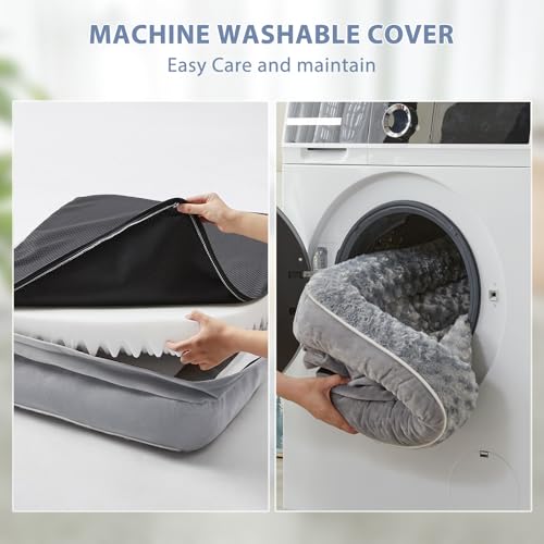 BFPETHOME Orthopedic Dog Beds for Large Dogs-Waterproof Sofa Dog Bed with Removable Washable Cover, Big Pet Bed with Waterproof Lining and Nonskid Bottom,Pet Bed for Large Dogs - color: Grey, size: 36.0"L x 27.0"W x 3.0"Th