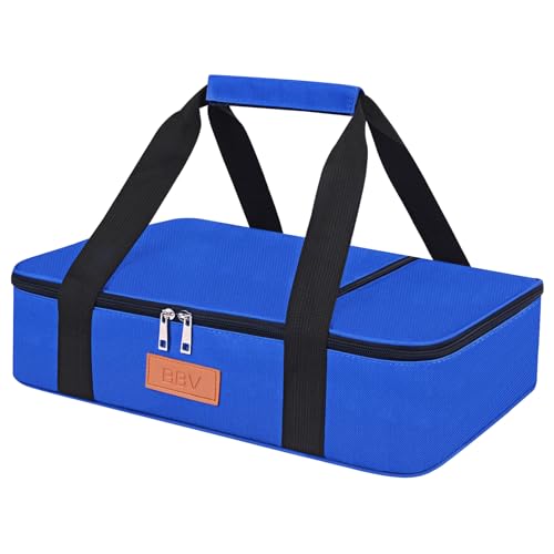 BBV Insulated Casserole Carrier for Hot or Cold Food, Food Warmer Bag Fits 9"x13" Baking Dish, Durable Nylon Leak Proof Food Containers for Travel, Potluck, Parties, Picnic, Cookouts (Royal Blue) - color: Royal Blue