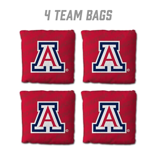 YouTheFan Officially-Licensed NCAA Set of 4 Cornhole Bags - All Weather Regulation 6” x 6” Size - 16oz Weight - Designed in USA - color: Arizona Wildcats - Red