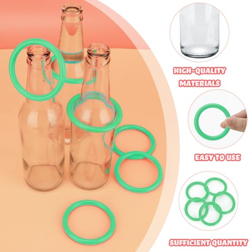 30 Pcs Ring Toss Game Carnival Game Set Include 24 Plastic Throw Rings and 6 Glass Bottles for All Occasions and Events, Summer Backyard Fun, Beach, Carnival Party Favor - color: Green, size: 2.36"