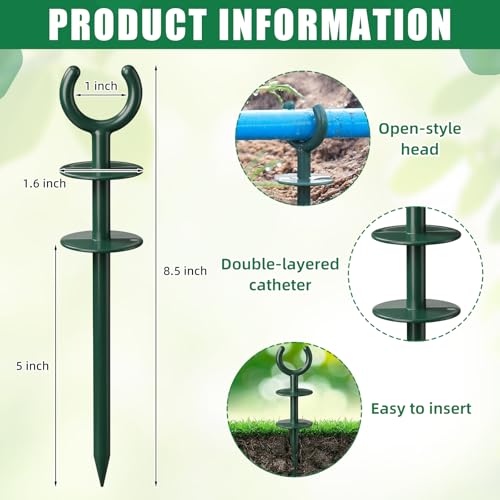 Yalikop 16 Pcs 3/4'' Garden Hose Guide Stakes Bulk Garden Guards Holder Spike for Plant-Saving Outside Yard Lawn to Preventing Hose Tangles and Protecting Plants