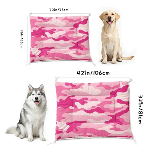Nttopship Dog Cat Bed Mat Ultra Soft Fluffy Pet Bed Washable Fashion Dog Crate Beds Comfy Comfy Pet Sleeping Pad Suitable for Pet Raised Bed(30"x26",Pink Camo) - color: Pink Camo, size: Medium