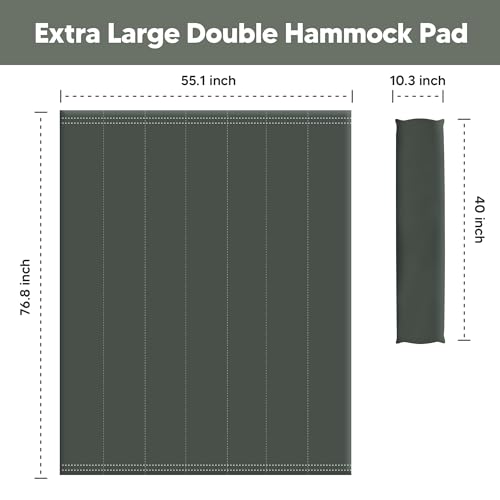 SUNCREAT Outdoor Double Hammock Pad, Soft Comfortable Polyester Pad, Olive Green - color: Olive Green