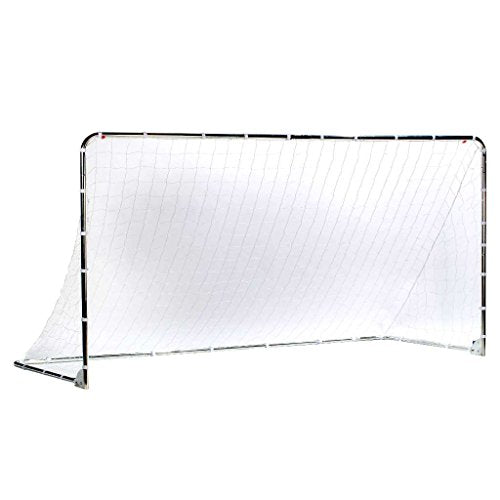 Franklin Sports Competition Soccer Goals - Backyard Portable Steel Soccer Goals - Adult + Youth Soccer Goal with Net + Ground Stakes Included - Multiple Sizes + Colors - color: Silver, style: Folding 12' x 6'