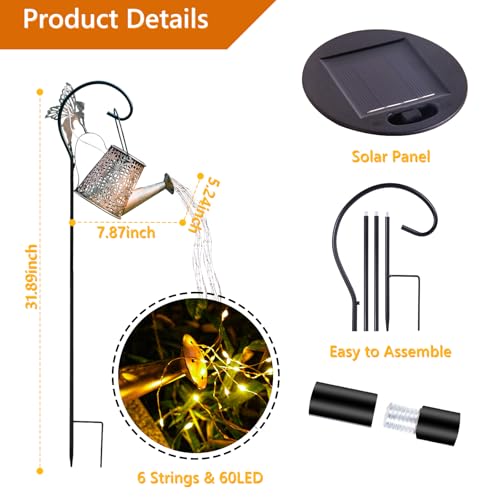 SRNPMIU Solar Watering Can Light, Solar Outdoor Decorative,Garden Decor Lights for Yard, IP65 Waterproof Hanging Lantern Landscape Lights, Garden Gifts for Mom, Grandma Women Birthday - color: Yellow