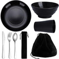 Kyraton Camping Utensils, Portable Travel Silverware Set with Reusable Light Weight Mug, Bowls and Plate, Stainless Steel Cutlery Set, Camping Mess Kit for 1 Person - color: A. 1 Person