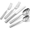 KINGSTONE Silverware Set, 5-Piece 18/10 Stainless Steel Flatware Set - Roman Column Embossed Thick Handle, for Wedding, Home, Restaurant, Kitchen and Party, Mirror Polish & Dishwasher Safe - size: 5-Piece