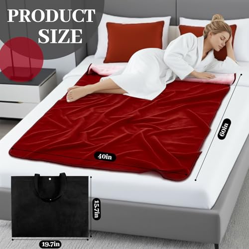 Tisancy Waterproof Blanket for Bed Couch Sofa, 40''x60'' Reversible & Washable, Fleece and Flannel Waterproof Mat, Water Resistant Bed Cover, Leakproof Mattress Protector(Light Pink/red) - color: Light Pink and Red, size: Throw Size S(40'' X 60'')