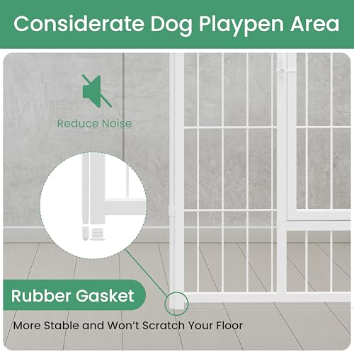 Simple Deluxe Dog Playpen, 24" Height 16 Panels Fence with Anti-Rust Coating, Metal Heavy Portable Foldable Dog Pen for Small/Medium Dogs RV Camping, White - color: White, size: 16 Panels 24 inch, style: Metal