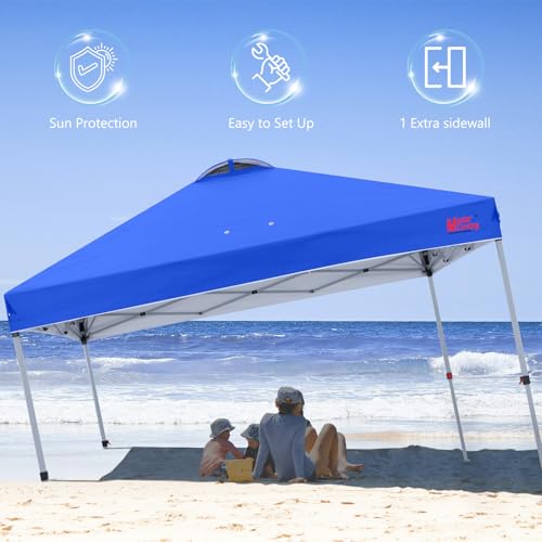MASTERCANOPY Durable Pop-up Canopy Tent with 1 Sidewall (10'x10',Blue) - color: Blue, size: 10x10