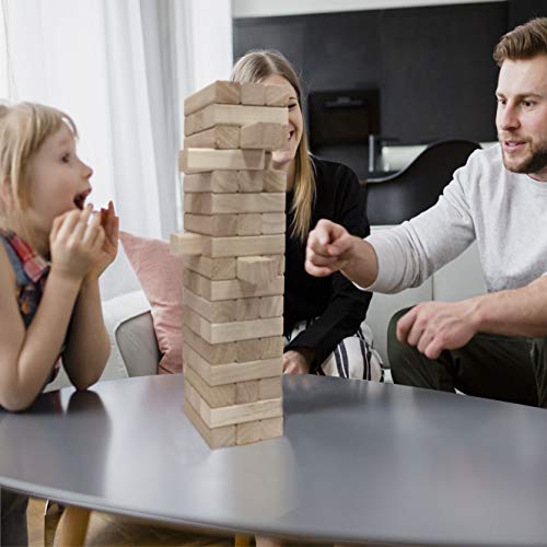 EasyGoProducts 54 Piece Large Wood Block Stack & Tumble Tower Toppling Blocks Game Great for Game Nights for Kids, Adults & FamilyStorage Bag