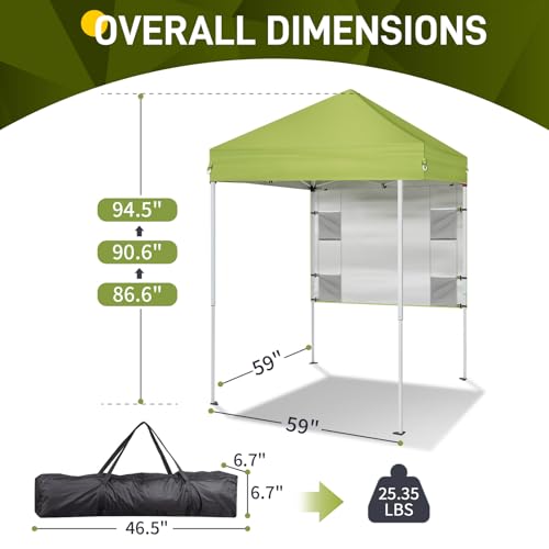 Outvita 5x5 Pop Up Canopy Tent, Ez Up Outdoor Canopy Tent Instant Shelter with Carry Bag Straight Legs Patio Balcony Porch Backyard Garden - style: 5x5-green