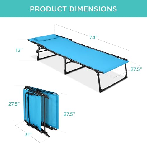 Best Choice Products Patio Chaise Lounge Chair, Portable Outdoor Folding Recliner for Lawn, w/ 8 Positions, Handles, 300lb Capacity - Light Blue - color: Light Blue