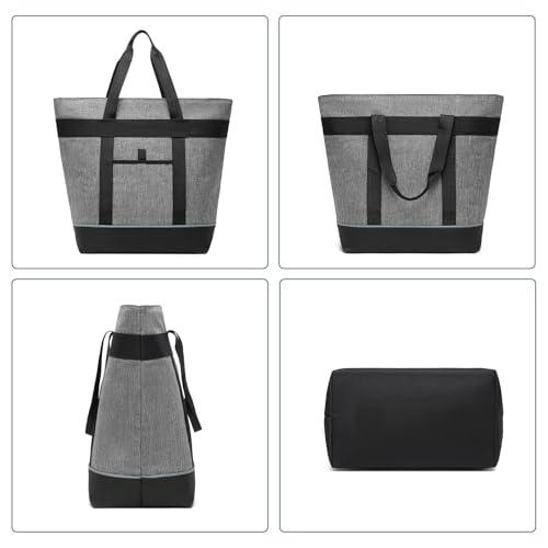 Insulated Cooler Bag Reusable Grocery Tote Bags Transport Large Lunch Box for Women - color: Gray-activity