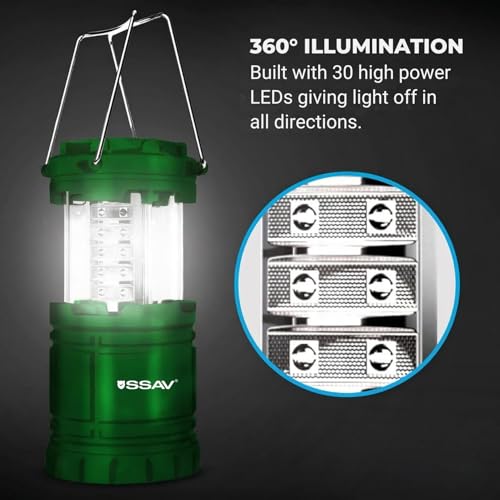 2 Pack LED Camping Lantern, LED Lanterns, Suitable Survival Kits for Hurricane, Emergency Light for Storm, Outages, Outdoor Portable Lanterns, Collapsible (Batteries Included) - color: Green