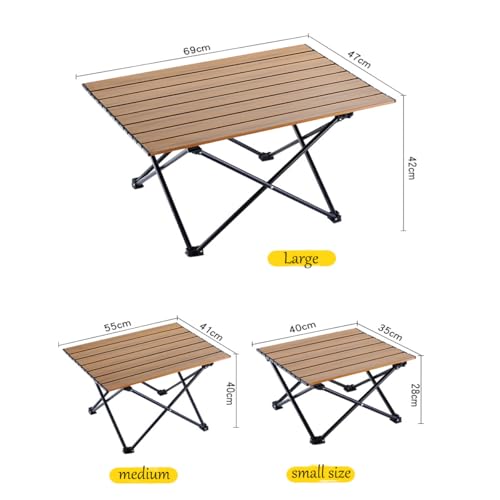 Aluminum Alloy Camping Folding Table - Portable Picnic Desk with Carry Bag, Lightweight Outdoor Dining Set (Wood Grain Table (Large Size)) - color: Wood Grain Table (Large Size)