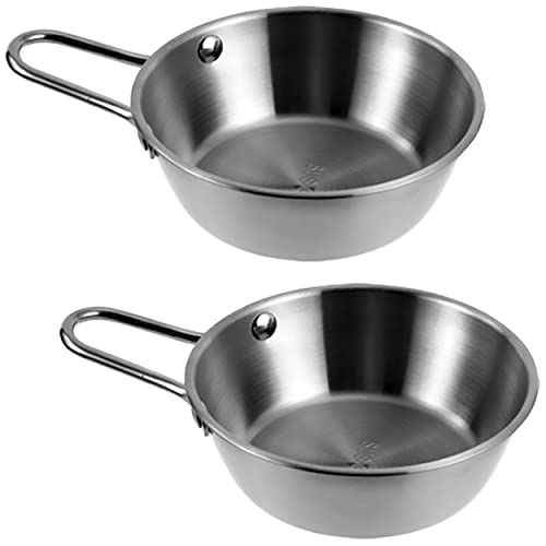 2Pcs Makgeolli Bowls, 304 Stainless Steel Korean Traditional Bowls Round Rice Bowl Wine Cup with Handle, Hiking Soup Dish Food Bowl Camp Cup (Small: 6.5oz, 3.9inch, Silver) - color: Silver, size: Small: 6.5oz, 3.9inch