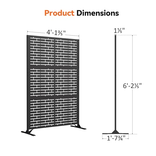 Modern Shade 4x6 FT Metal Privacy Screen with Artistic Modular Designs Decorative Patio Privacy Fence & Garden Divider, Freestanding Outdoor Metal Fence Panel, Weather-Resistant (Urban Block) - size: 1 Panel (Urban Block)