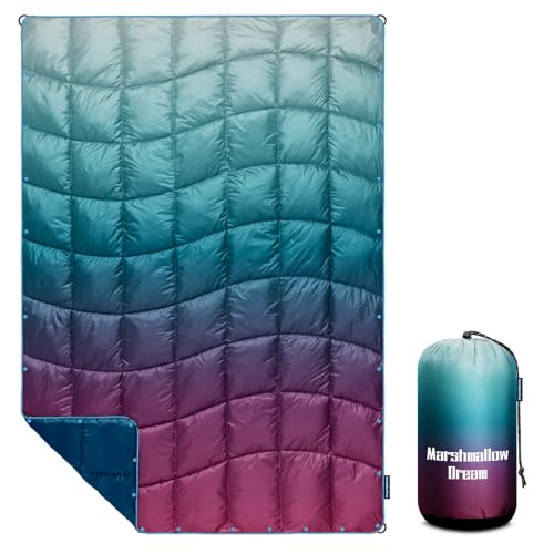 Camping Blanket, Puffy Blanket Lightweight Windproof Water Resistant for Outdoors,Hiking, Backpacking,Beach,Car,Picnic,Stadium - color: Grad Purple, size: 52"x75"