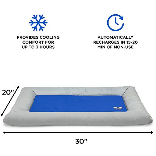 Arf Pets Dog Self Cooling Pet Bed – Solid Gel Based Self Cooling Mat for Pets, Includes a Foam Based Bolster Bed for Extra Comfort - size: 20" x 30"