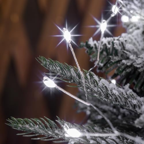 Fairy Lights Plug in, 20 Feet 200LED Cool White Silver Wire Firecracker Firefly Lights with Remote, Waterproof Copper Wire Lights for Bedroom Wreath Window Wedding Christmas Tree Decoration - color: Cool White, size: 20FT
