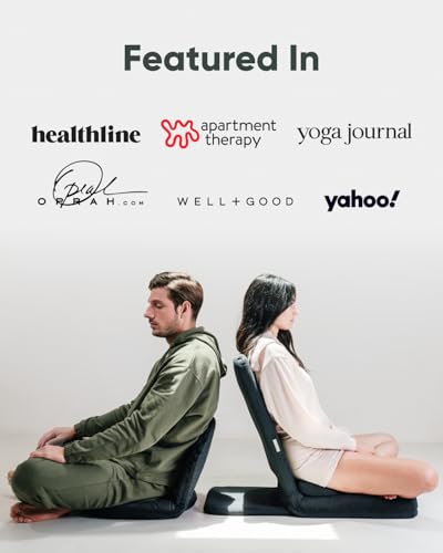 Mindful Modern Folding Pro Meditation Chair - Adjustable Meditation Seat with Back Support and Half Moon Buckwheat Meditation Cushion - Comfortable Mindfulness Living Room Floor Chair - color: Classic White