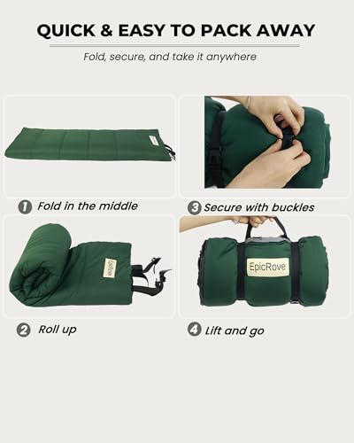 RovePad Trail Dog Bed Mat 43"x27" – Waterproof Non Slip Outdoor Travel Mat for Camping & Car – Silent Peachskin Roll-Up Pad for Medium & Large Dogs, Machine Washable - color: Green
