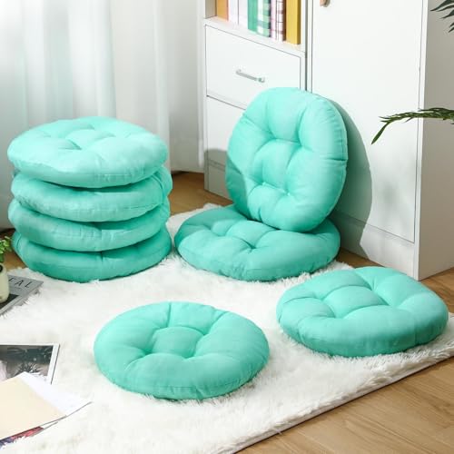 Fumete 8 Pcs 16 Inch Round Floor Cushions for Kids and Toddlers, Flexible Seating Classroom Furniture Floor Pillow for Home, Daycare, Preschool, Yoga and Meditation (Mint Green) - color: Mint Green
