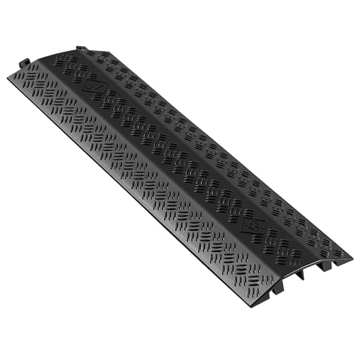 VEVOR 1 Pack Drop Over Cable Cover, 2 Channel Heavy Duty Cable Hose Protector Ramp, 38.3'' Floor Cord Cover, 17,500 lbs/Axle Load Capacity, for Traffic Areas, Indoor, Outdoor, Home, Office, Warehouse - size: Medium-1PACK
