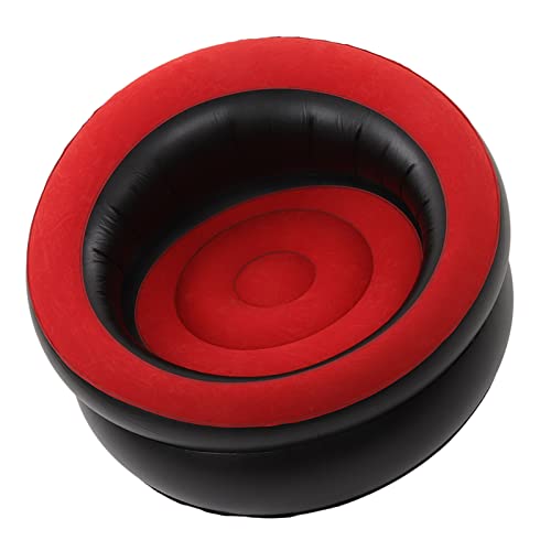 Inflatable Couch, Flocking Air Sofa Inflatable Sofa Chair Blow Up Couches Inflatable Lounge Chair for Bedroom Office Backyard Balcony Camping Travel (Red) - color: Red