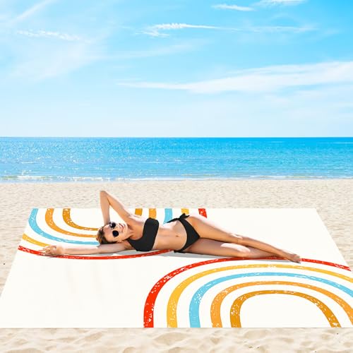 110''×118'' Beach Blanket, Waterproof Sandproof Beach Mat Lightweight Outdoor Picnic Blanket for Travel, Camping, Hiking - color: Rainbow Arches, size: 9x10 FT (1～8 person)