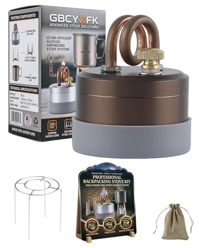 Mini Alcohol Burner Gas Stove Camping Cooking High Power Portable Mini Outdoor Spirit Burner Alcohol Stove Kit with Stable Stand Upgrade Lightweight Strong Compact Backpacking Travel Hiking - color: Brown a