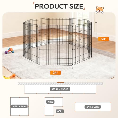 NChanmar Pet Dog Palypen Foldable Portable Metal Dog Fence Pet Exercise Pen for Outdoor & Indoor 30 Inch Height 8 Panels Puppy Palypen Kenne w/Door for Puppy Dogs Small Breeds, Black - size: 30 In