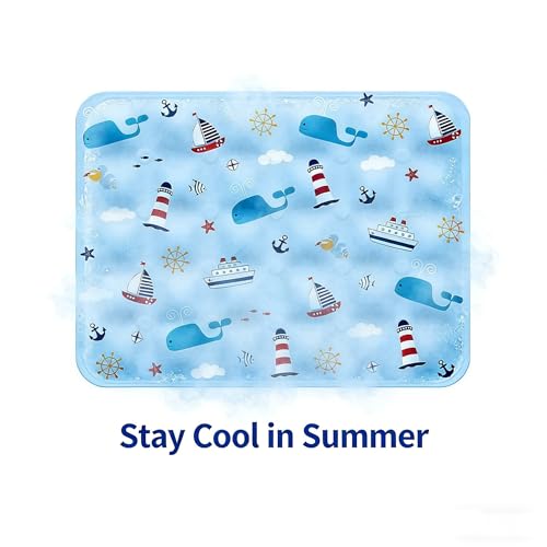Water Fillable Pet Cooling Mat Pressure-Activated Gel Pad for Dogs & Cats, Scratch-Resistant Summer Cooling Bed (Ocean World (Blue), X-Large) - color: Ocean World (Blue), size: X-Large
