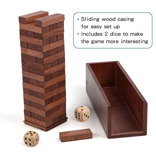 Canuan Wooden Tumbling Tower, 54PCS Blocks Stacking Games for Party, Camping for Kids Adult and Families, Classic Stacking Blocks Wood Stack Towers Wooden Board Tabletop Games with Storage Box - style: 54PCS